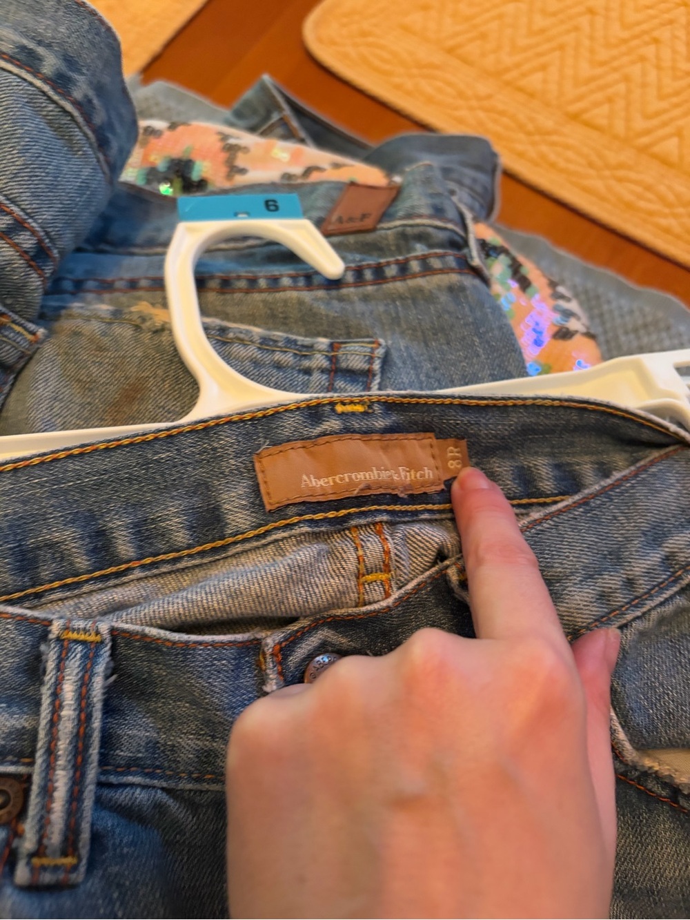 Y2K 2004 Abercrombie & Fitch Blue Washed Denim Jeans with Leather Patch